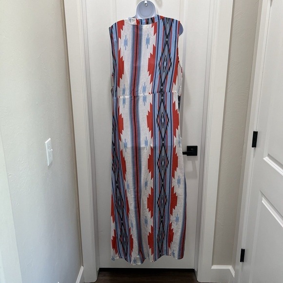 Crazy Train Size M Kimono Duster Aztec Tribal Southwest Print Sleeveless Long - Picture 7 of 14